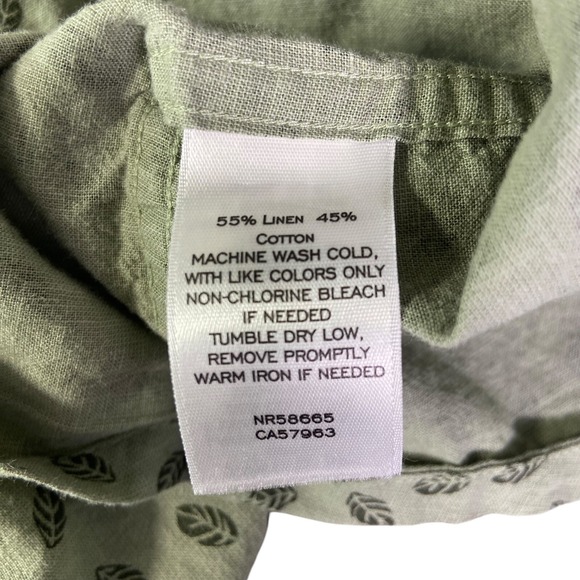 14th & Union Mens Olive Green Floral Short Sleeve Button Down Shirt Size M - Picture 6 of 11